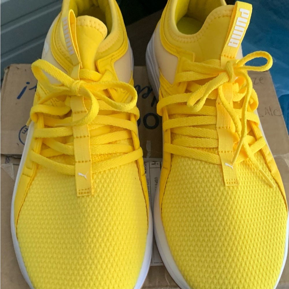 Puma Kids Bright Yellow Lace-Up Sneakers